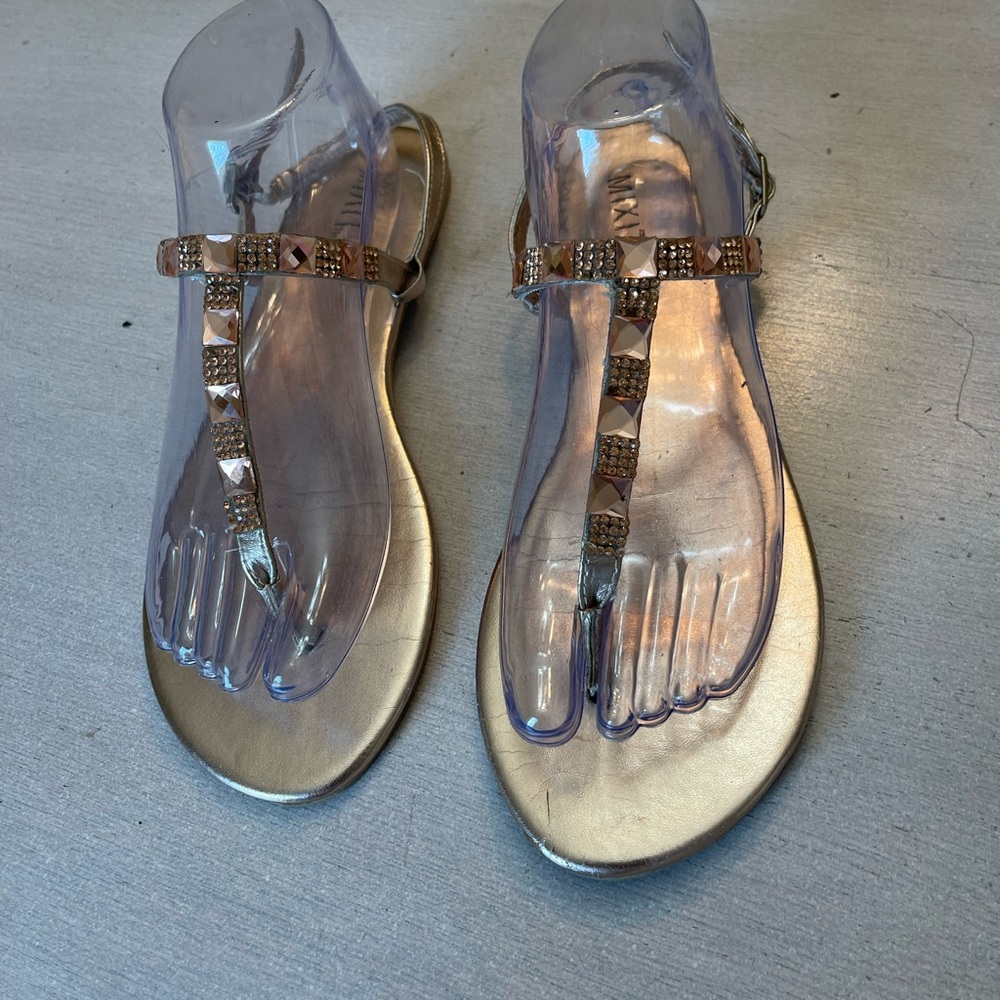 Mix it Rise Gold Sandals with Studded Straps 8